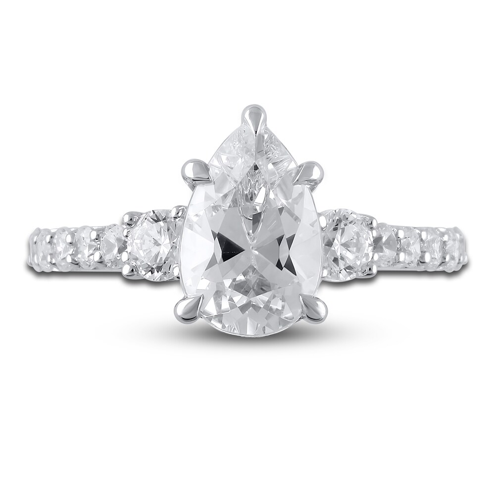 Lab-Created Diamond Engagement Ring 2-3/4 ct tw Pear/Round 14K White Gold Pxuiz0vi