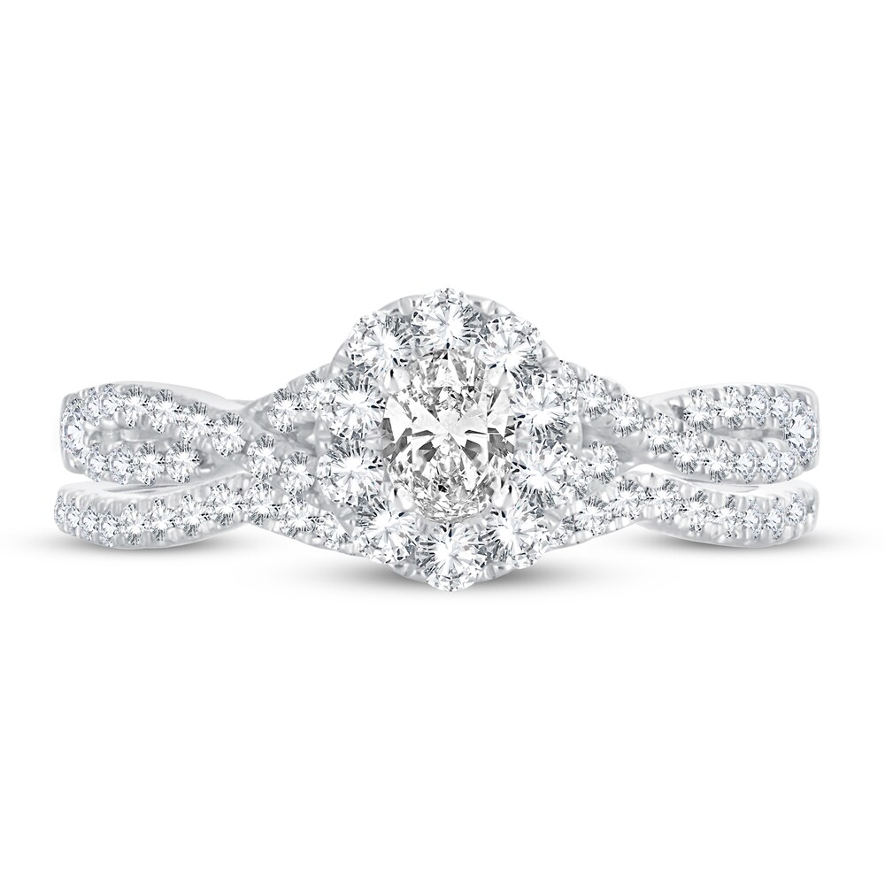 Diamond Bridal Set 3/4 ct tw Oval/Round-cut 14K White Gold PyDem1U3