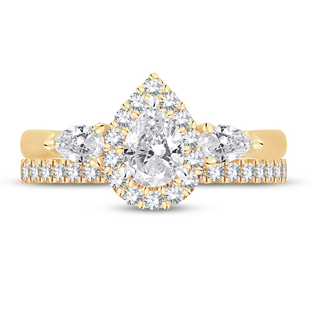 Diamond Bridal Set 1-1/5 ct tw Pear-shaped/Round-cut 14K Yellow Gold QE9EKZ1U