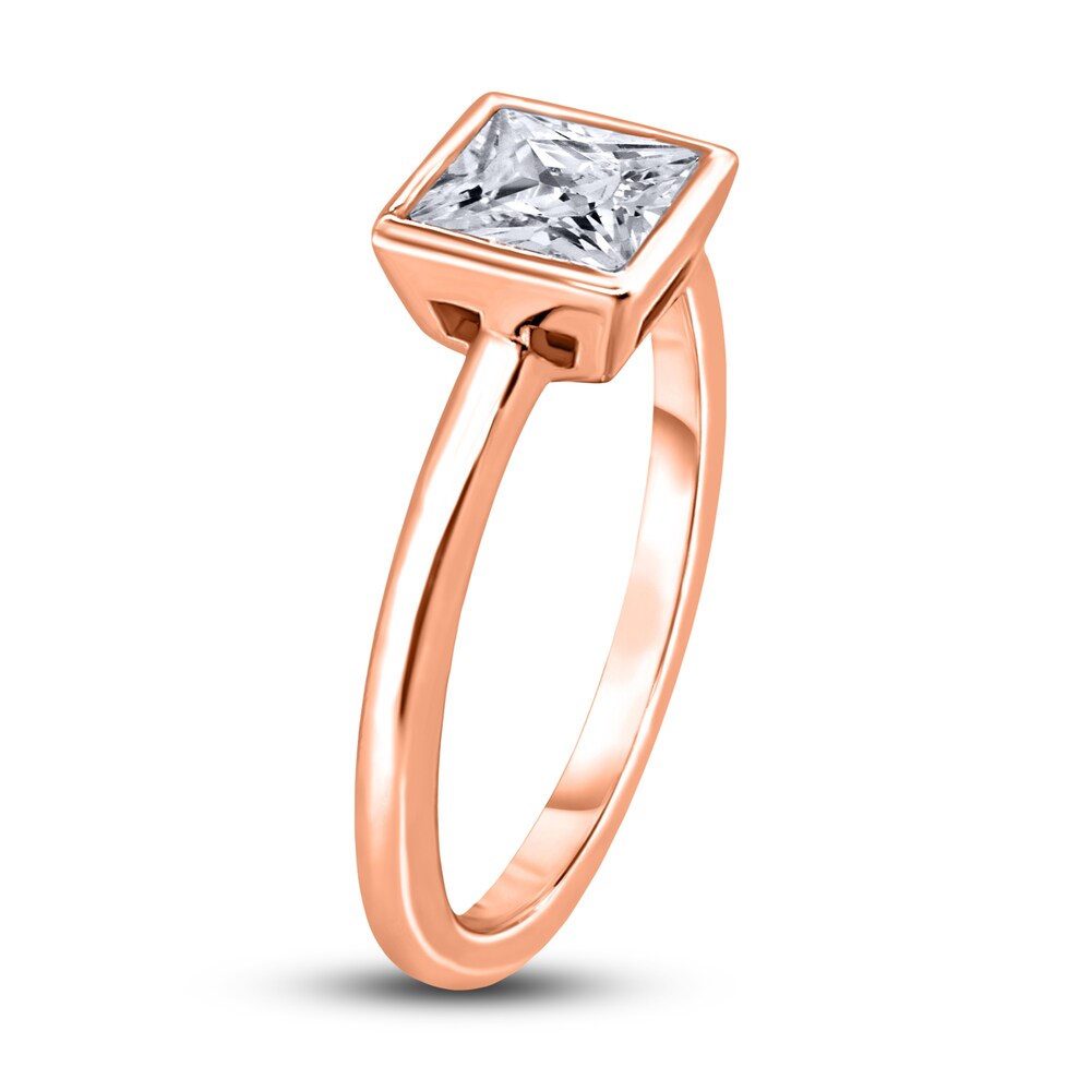 Diamond Solitaire Engagement Ring 1 ct tw Bezel-Set Princess 14K Rose Gold (I2/I) QExF3Dp9