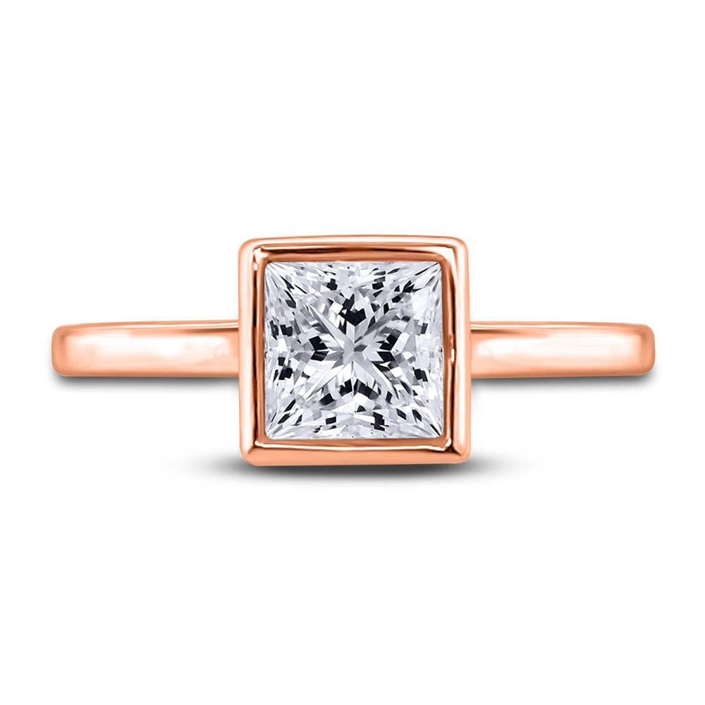 Diamond Solitaire Engagement Ring 1 ct tw Bezel-Set Princess 14K Rose Gold (I2/I) QExF3Dp9