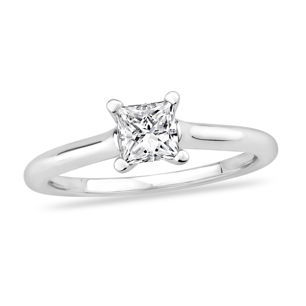 Diamond Solitaire Engagement Ring 7/8 ct tw Princess-cut 14K White Gold (I2/I) QFhleJCM [QFhleJCM]