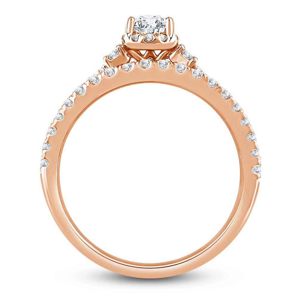 Diamond Bridal Set 1 ct tw Pear/Round 14K Rose Gold QHz34h2E