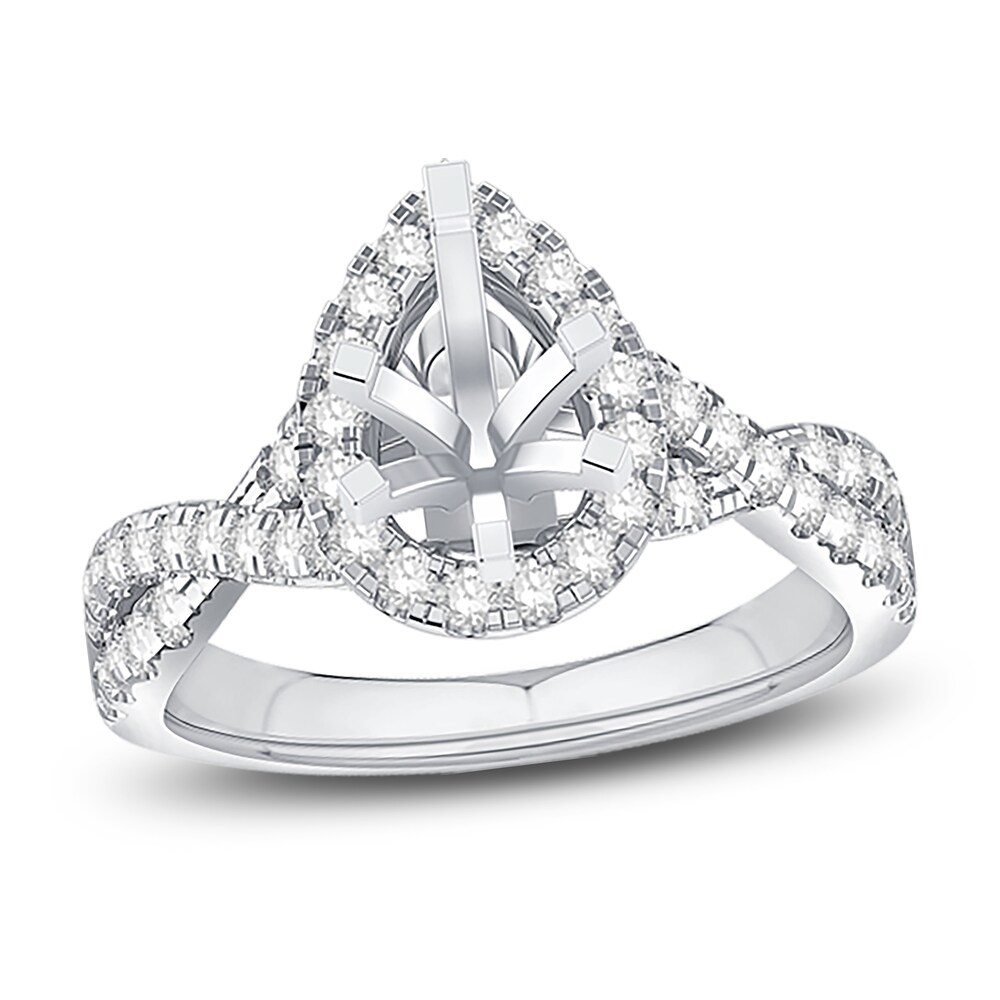 Engagement Ring 5/8 ct tw Pear/Round Platinum QMGU5xaA