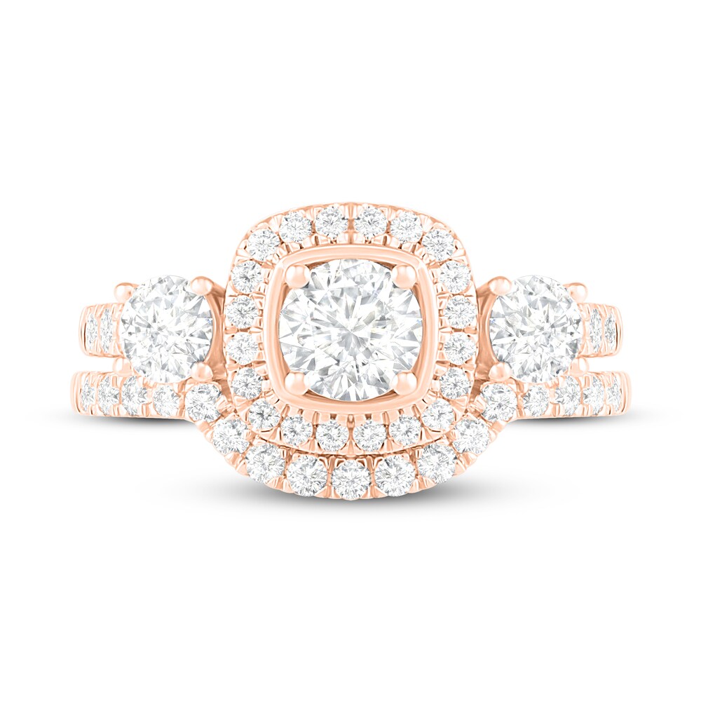 Diamond Bridal Set 1-1/2 ct tw Round 14K Rose Gold QVgjqii7