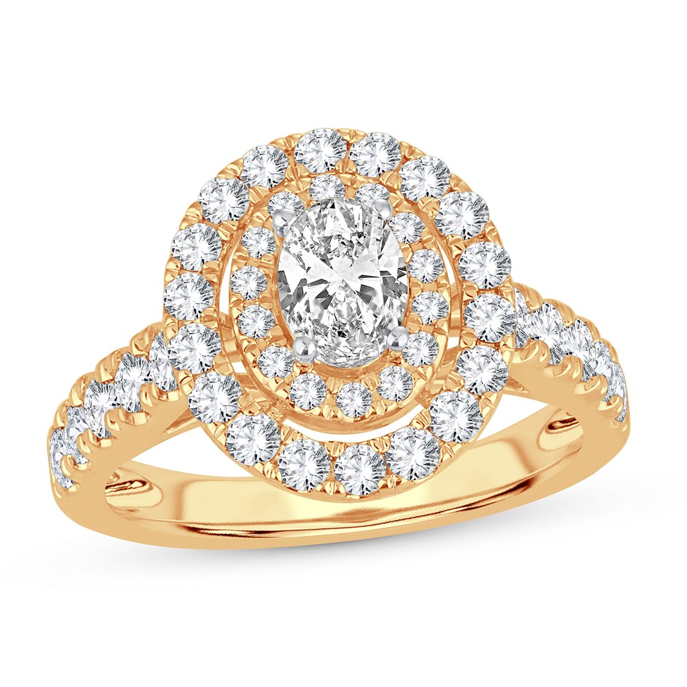 Diamond Ring 1-1/2 ct tw Oval 14K Yellow Gold Qajr1jll [Qajr1jll]