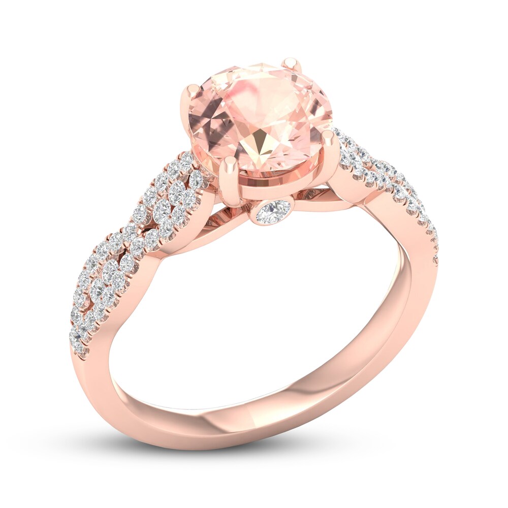 Morganite Engagement Ring 1/3 ct tw Diamonds 14K Rose Gold QxBThZri