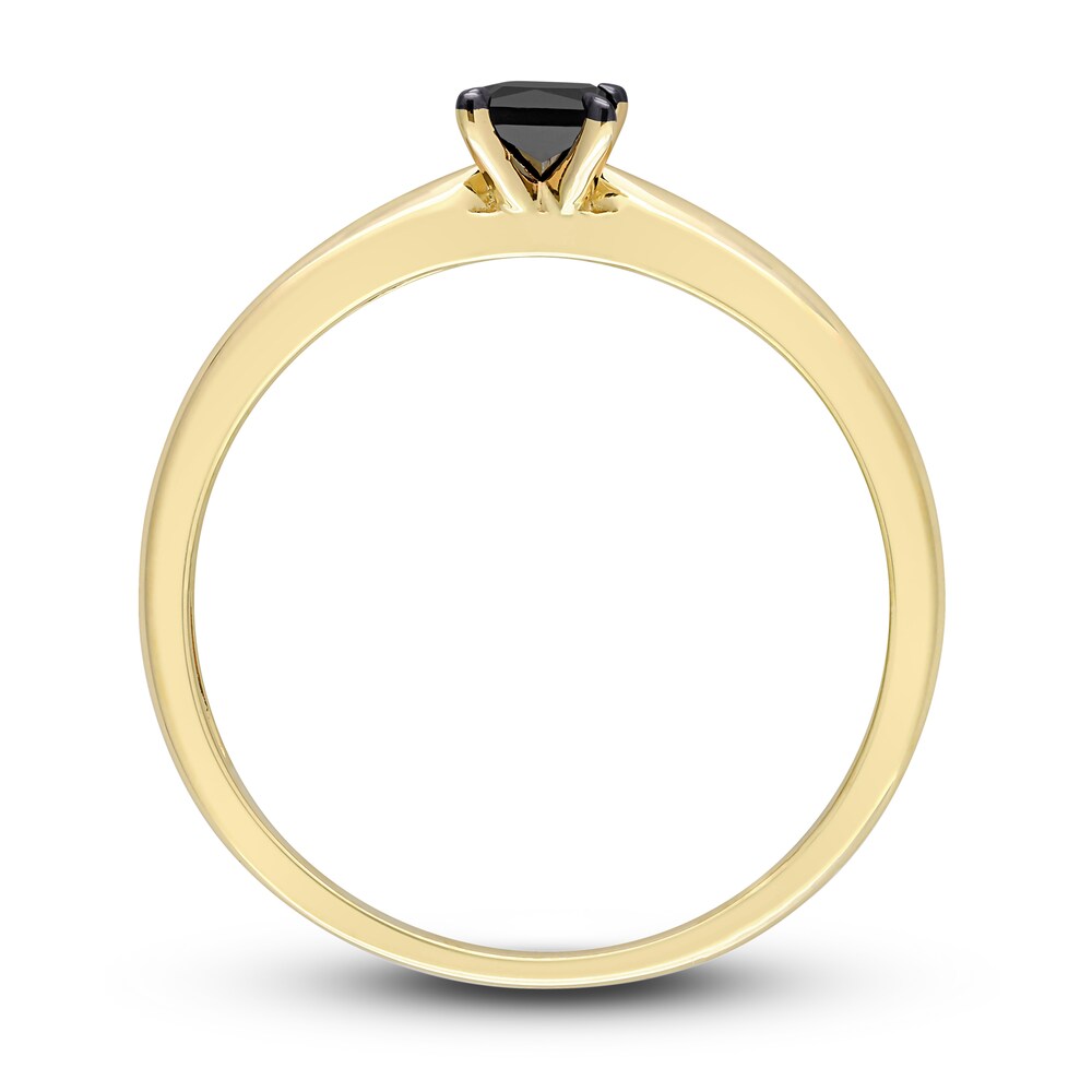 Black Diamond Solitaire Engagement Ring 1/4 ct tw Princess-cut 14K Yellow Gold Qyfl8Y3Q