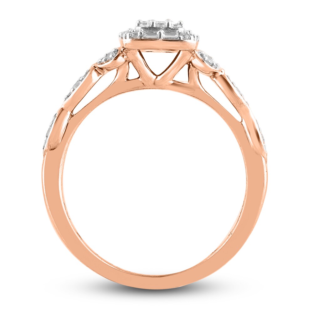 Diamond Engagement Ring 3/8 ct tw Baguette/Round 14K Rose Gold R0U9mato