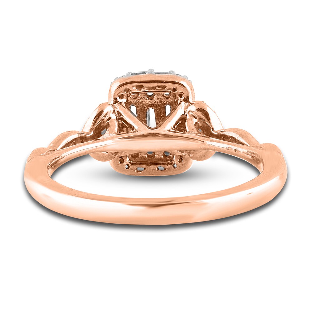 Diamond Engagement Ring 3/8 ct tw Baguette/Round 14K Rose Gold R0U9mato