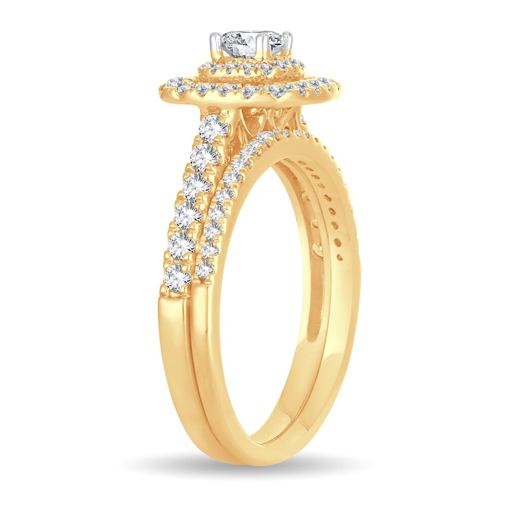 Diamond Bridal Set 1 ct tw Princess 14K Yellow Gold R1Jlh5KQ