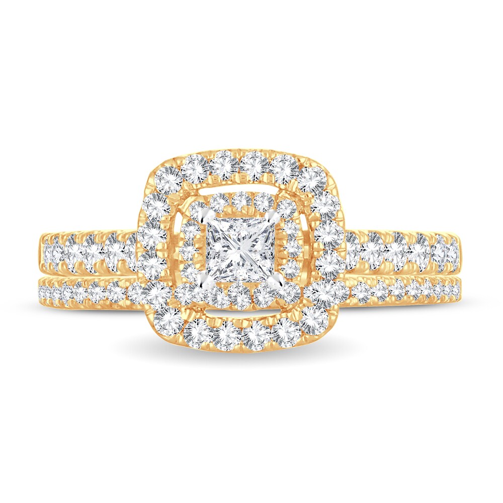 Diamond Bridal Set 1 ct tw Princess 14K Yellow Gold R1Jlh5KQ