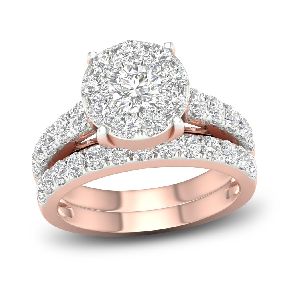 Diamond Bridal Set 2 ct tw Round 14K Rose Gold R4VVIvkx [R4VVIvkx]