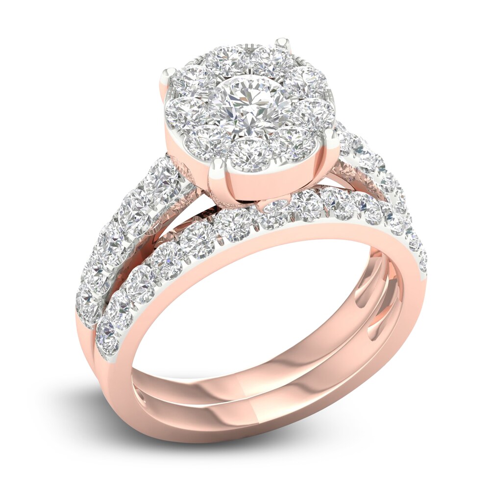 Diamond Bridal Set 2 ct tw Round 14K Rose Gold R4VVIvkx