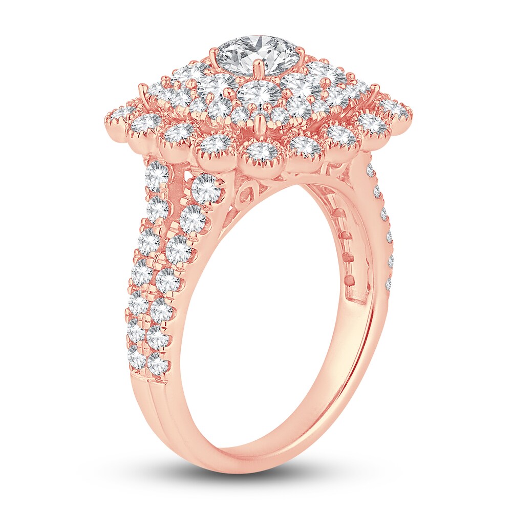 Diamond Engagement Ring 2-1/2 ct tw Round 14K Rose Gold R4dRn7hJ