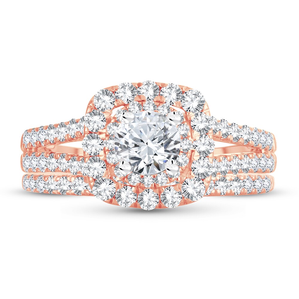 Diamond Bridal Set 1-1/2 ct tw Round-cut 14K Rose Gold R5WDV7zh