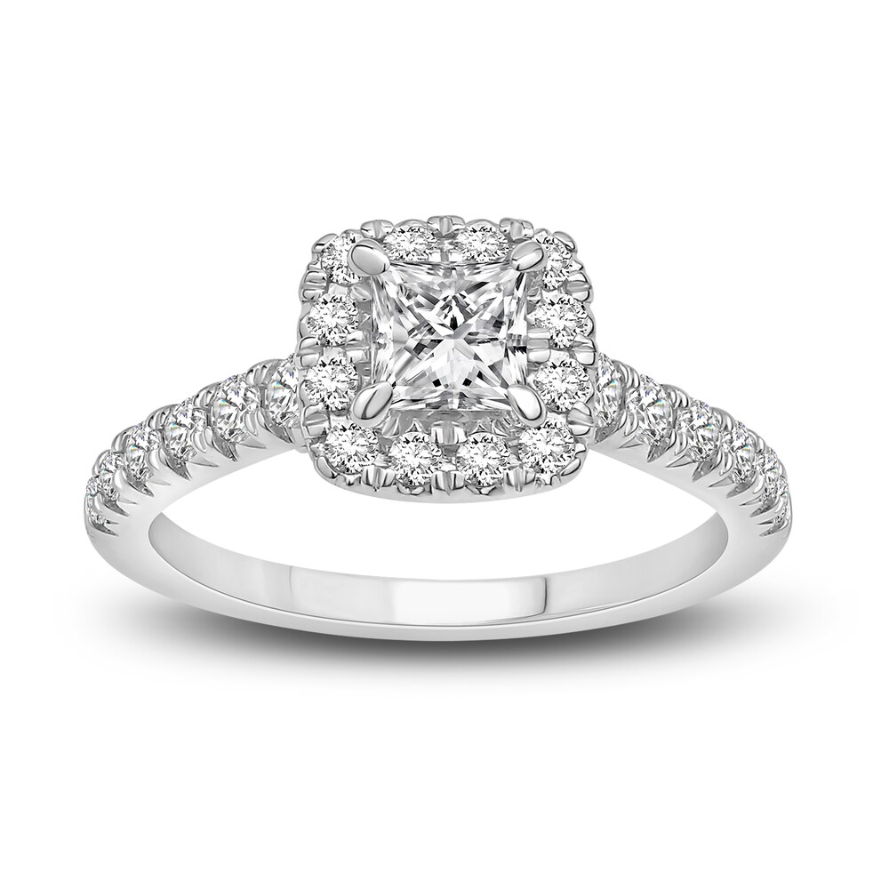 Diamond Bridal Set 1-1/2 ct tw Princess/Round 14K White Gold R83UlKWd