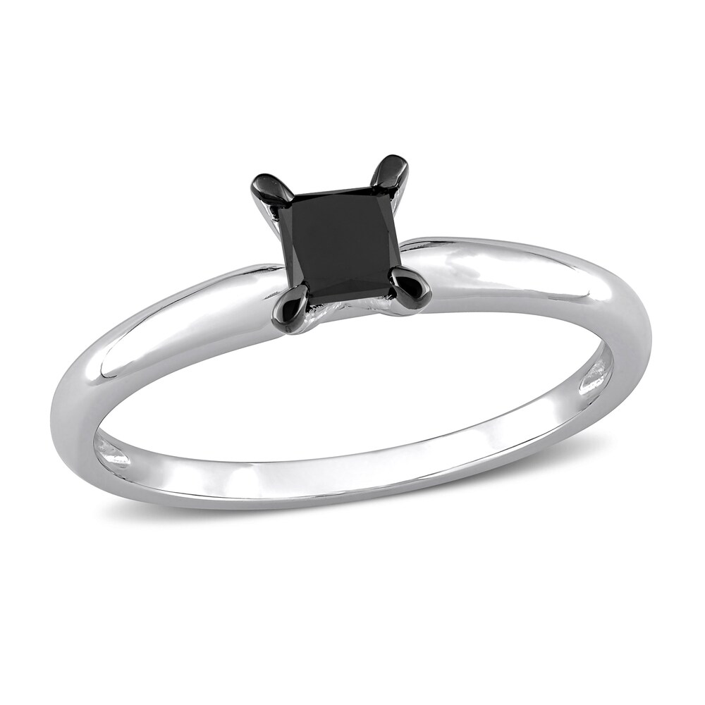 Black Diamond Solitaire Engagement Ring 1/2 ct tw Princess-cut 14K White Gold RkGAO6xF [RkGAO6xF]