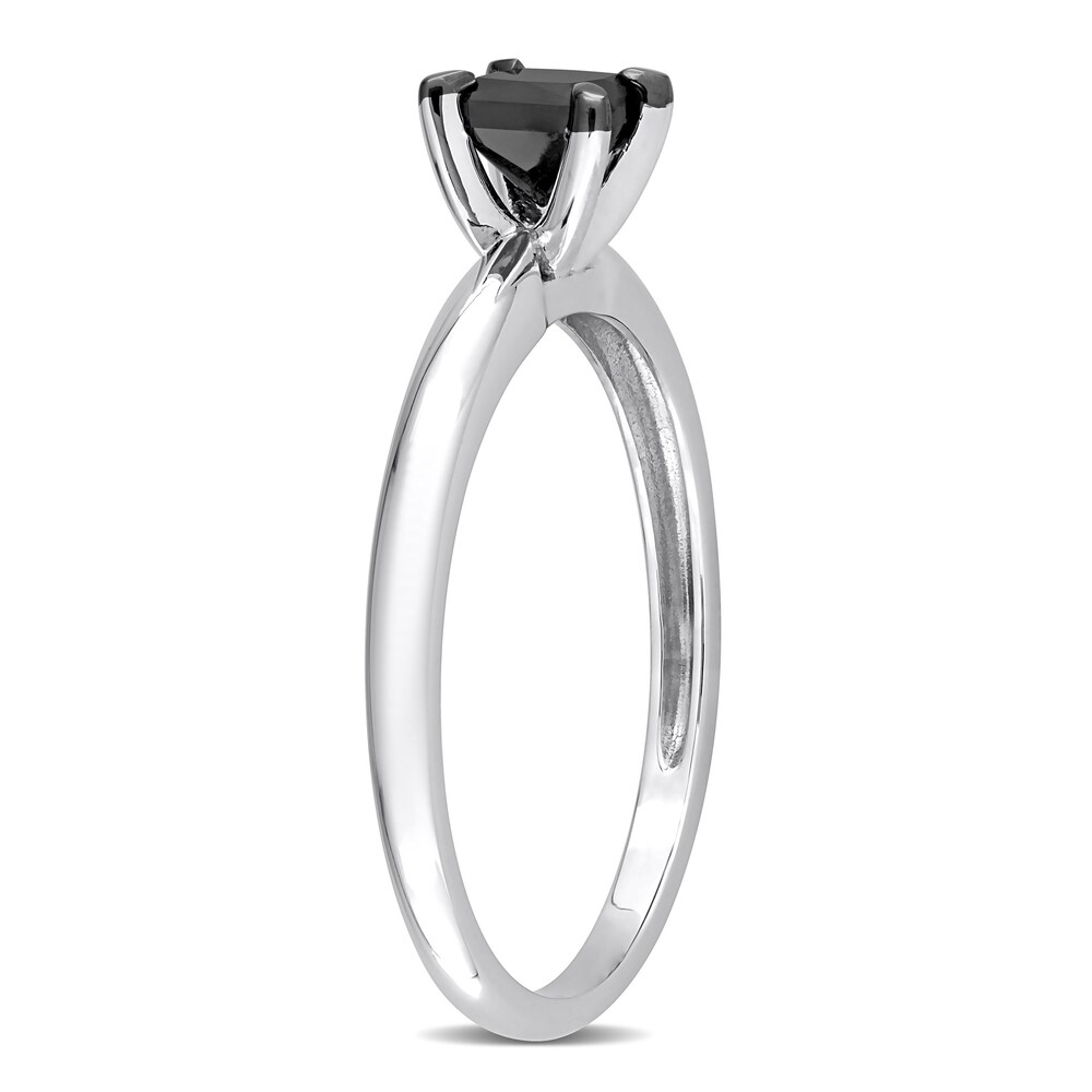 Black Diamond Solitaire Engagement Ring 1/2 ct tw Princess-cut 14K White Gold RkGAO6xF