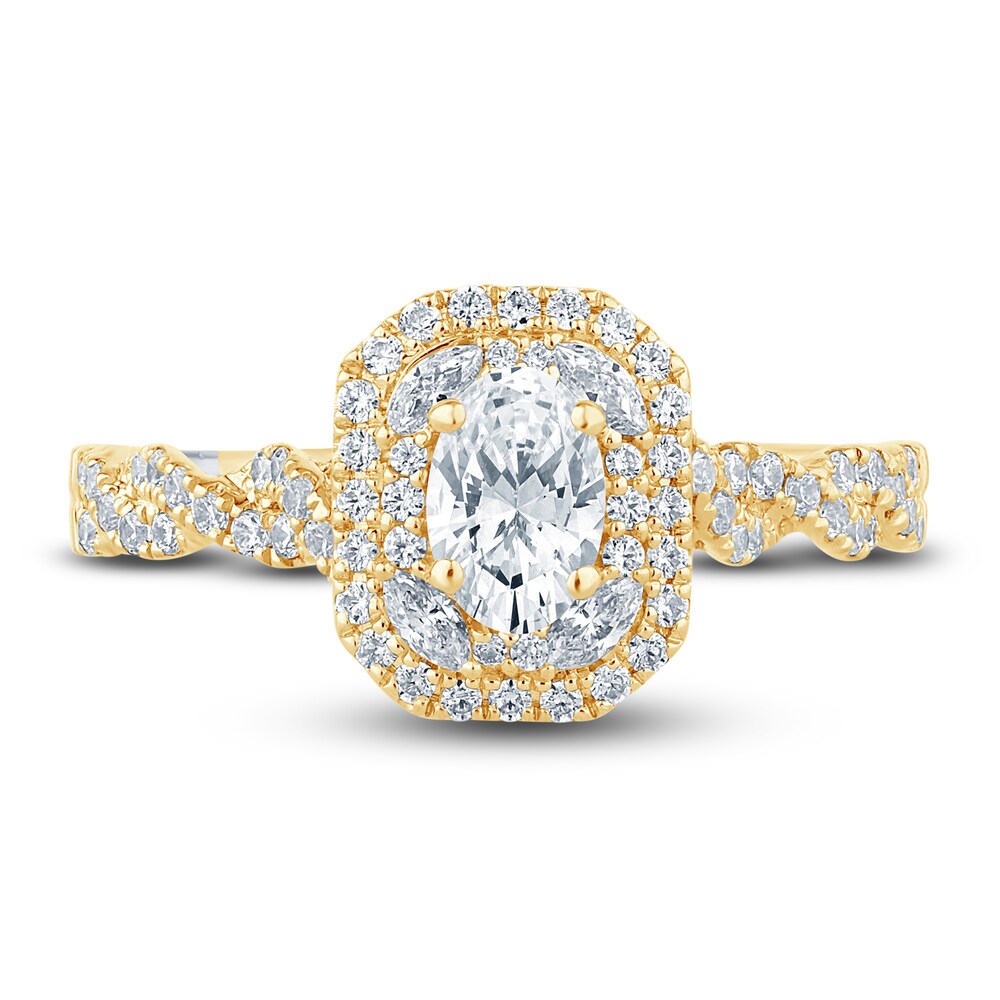 Pnina Tornai Diamond Engagement Ring 1 ct tw Oval/Marquise/ Round 14K Yellow Gold RnEGmNnJ