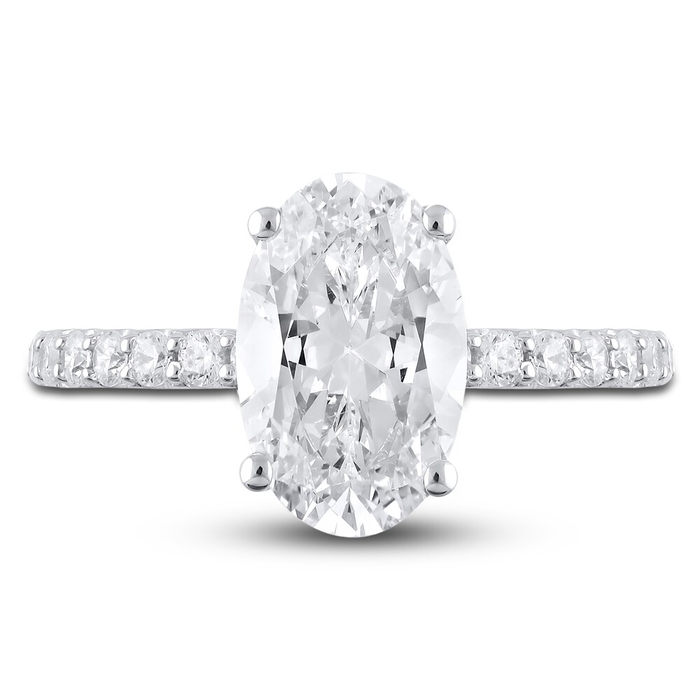 Lab-Created Diamond Engagement Ring 3-1/2 ct tw Oval/Round 14K White Gold RowA1BLV