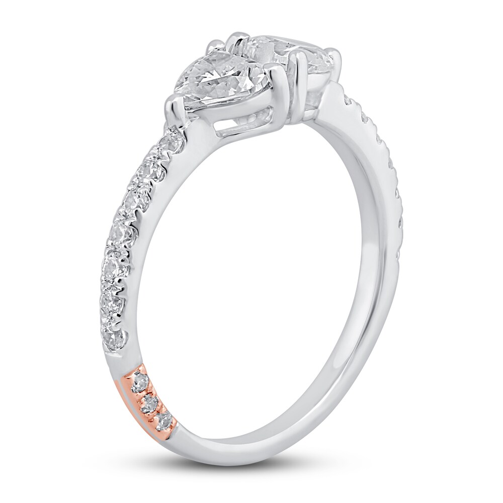 Pnina Tornai Two Hearts as One Diamond Engagement Ring 1-1/4 ct tw Heart/Round 14K White Gold S19jrrT5