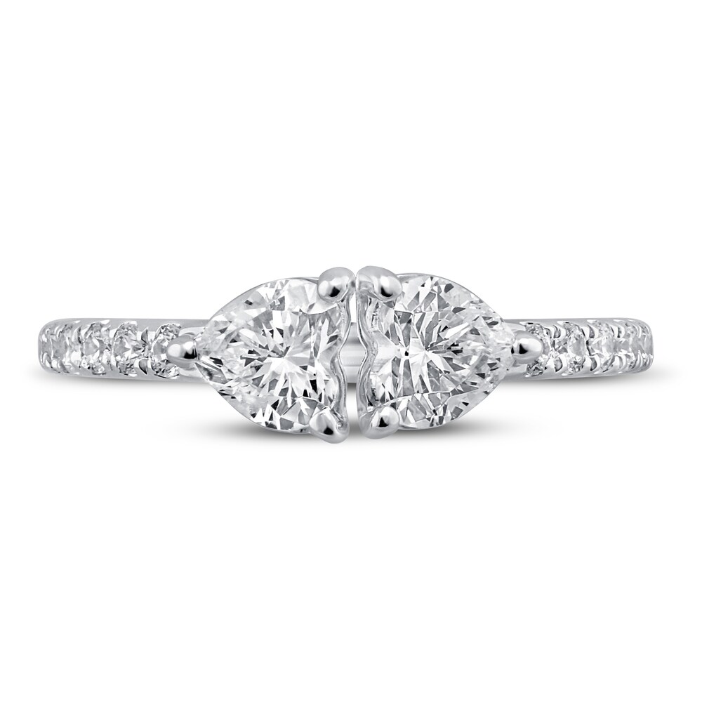 Pnina Tornai Two Hearts as One Diamond Engagement Ring 1-1/4 ct tw Heart/Round 14K White Gold S19jrrT5