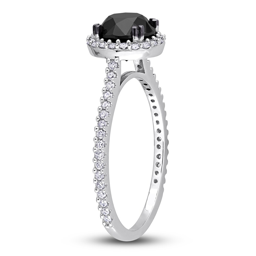 Black & White Diamond Halo Engagement Ring 1-1/4 ct tw Round 14K White Gold S7WUlnOv