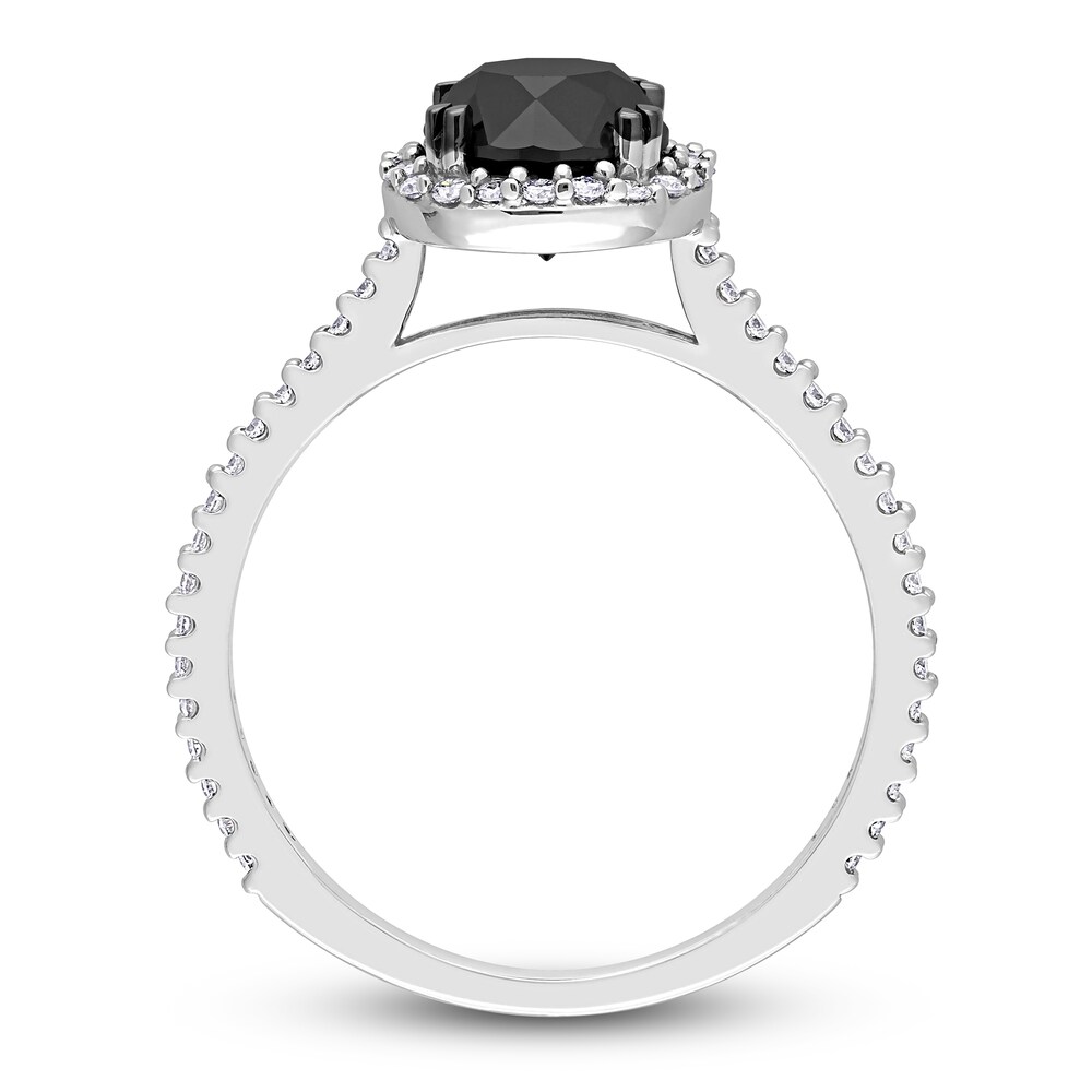 Black & White Diamond Halo Engagement Ring 1-1/4 ct tw Round 14K White Gold S7WUlnOv