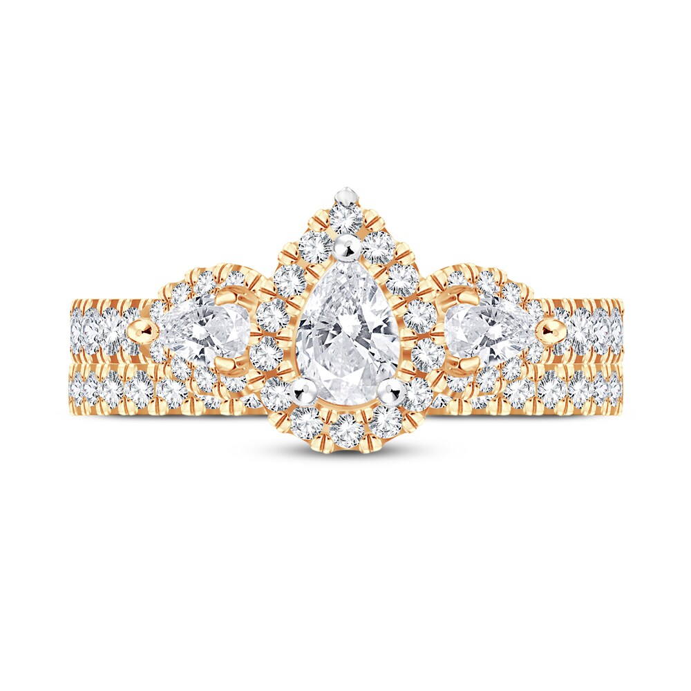 Diamond Bridal Set 2 ct tw Pear-shaped/Round-cut 14K Yellow Gold SGkKr7S8