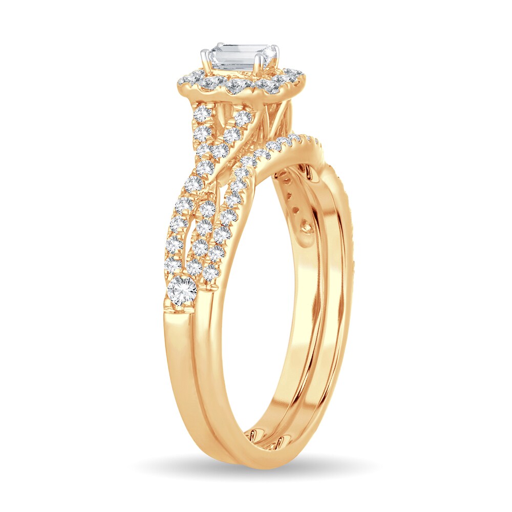 Diamond Bridal Set 3/4 ct tw Emerald-cut 14K Yellow Gold SHBTMEbY