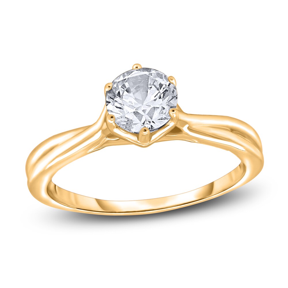 Diamond Solitaire Twist Engagement Ring 1/2 ct tw Round 14K Yellow Gold (I2/I) SIiqNOyJ [SIiqNOyJ]