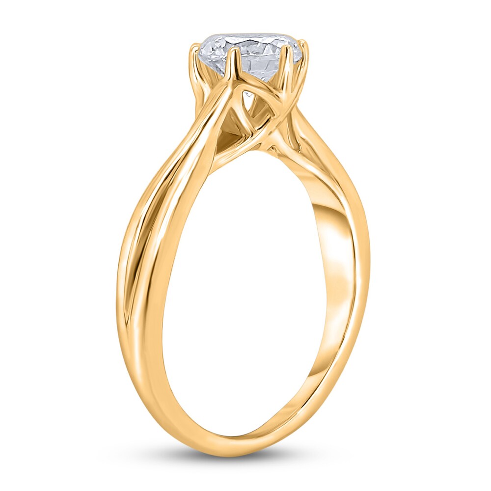 Diamond Solitaire Twist Engagement Ring 1/2 ct tw Round 14K Yellow Gold (I2/I) SIiqNOyJ