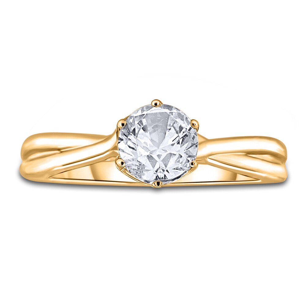 Diamond Solitaire Twist Engagement Ring 1/2 ct tw Round 14K Yellow Gold (I2/I) SIiqNOyJ