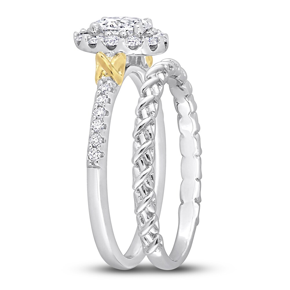 Diamond Y-Knot Bridal Set 3/4 ct tw Oval/Round 14K Two-Tone Gold Sk8veOhq