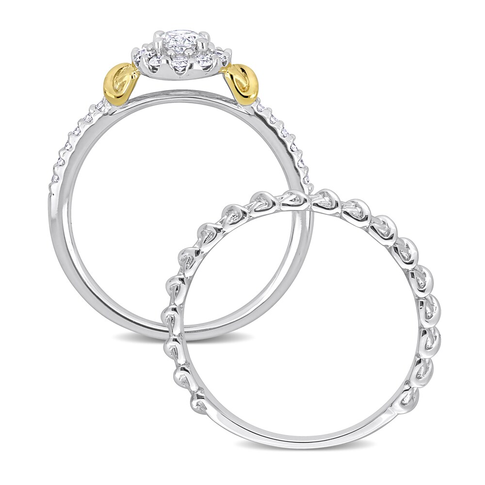 Diamond Y-Knot Bridal Set 3/4 ct tw Oval/Round 14K Two-Tone Gold Sk8veOhq