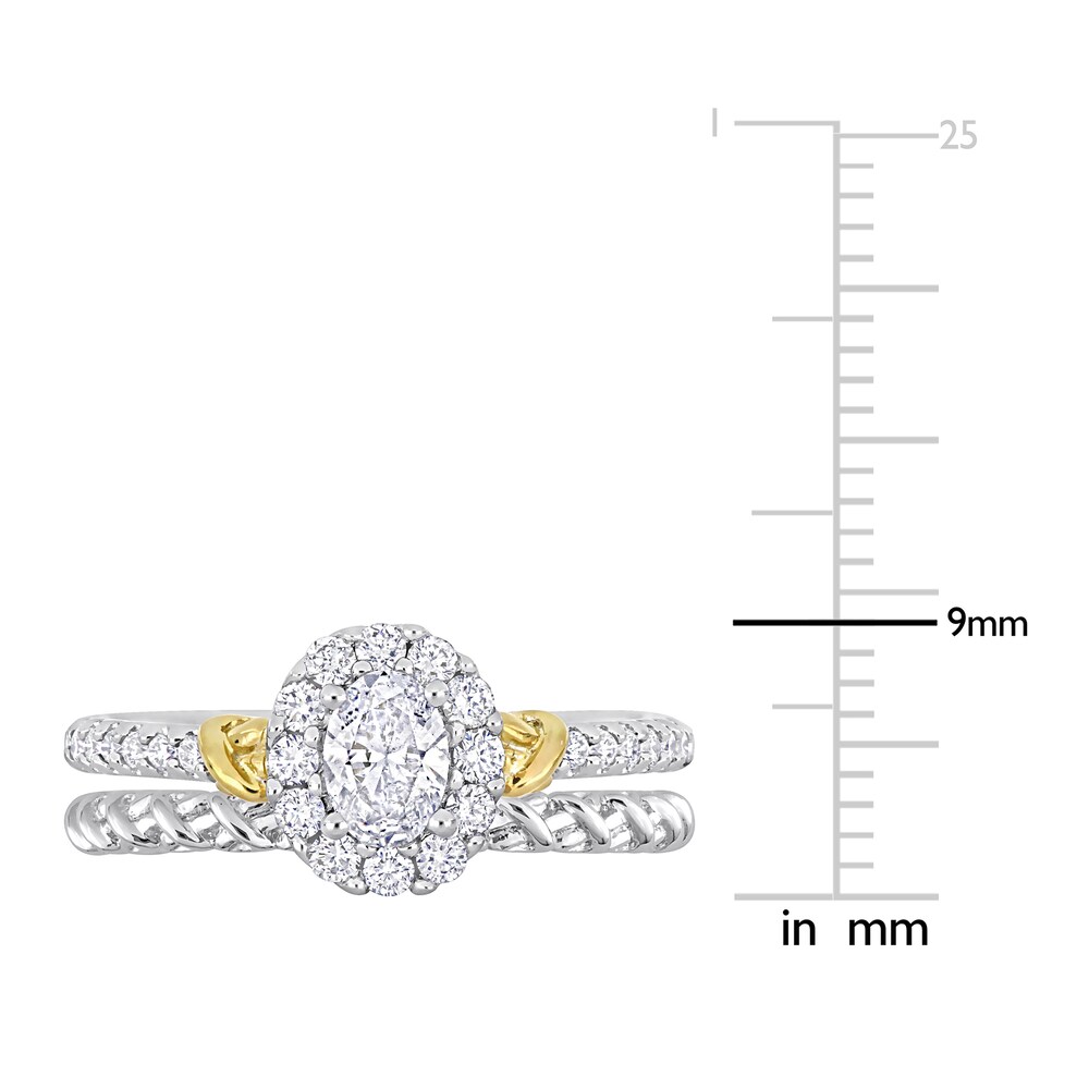 Diamond Y-Knot Bridal Set 3/4 ct tw Oval/Round 14K Two-Tone Gold Sk8veOhq