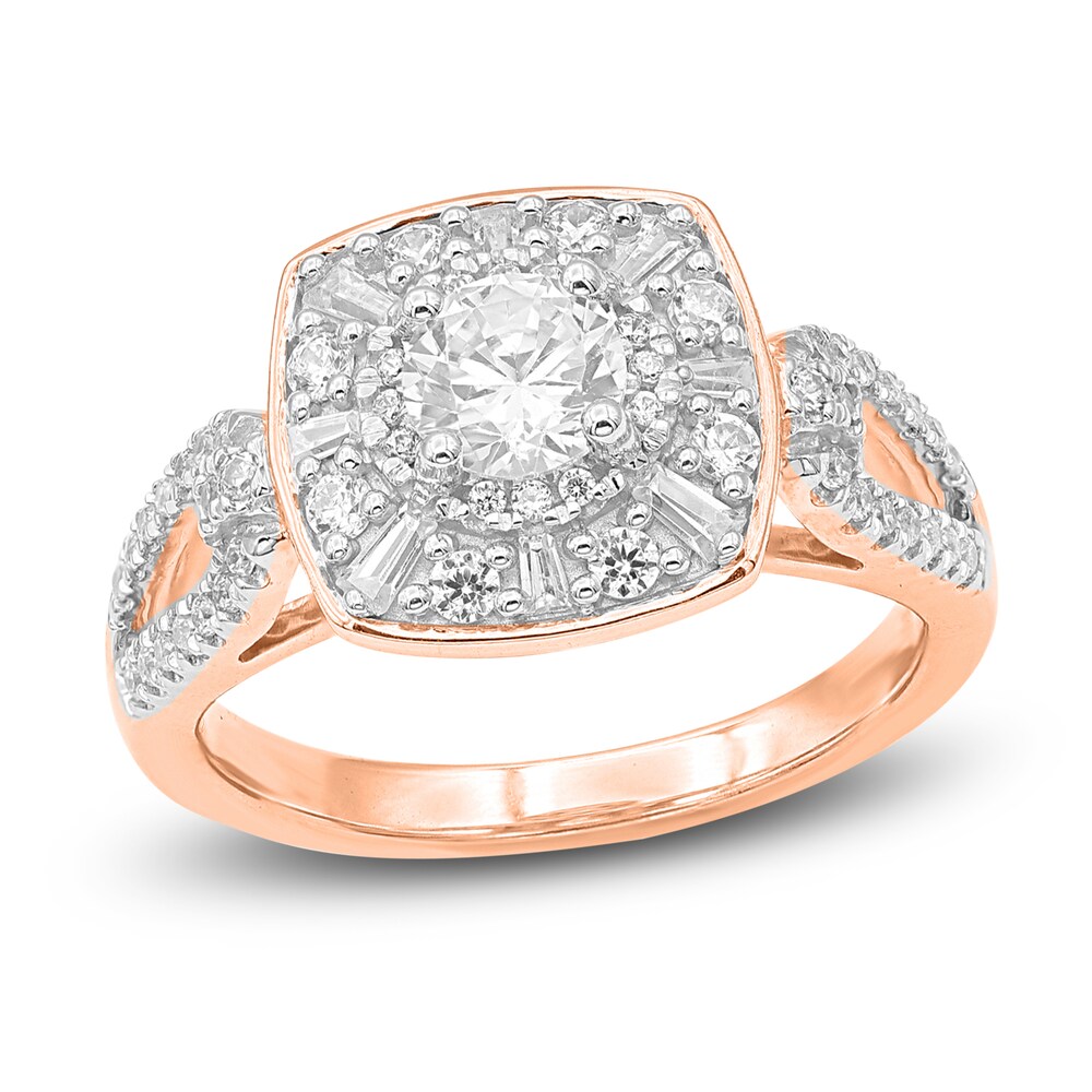 Diamond Engagement Ring 1 ct tw Round/Baguette 14K Rose Gold SnKZ3BFR