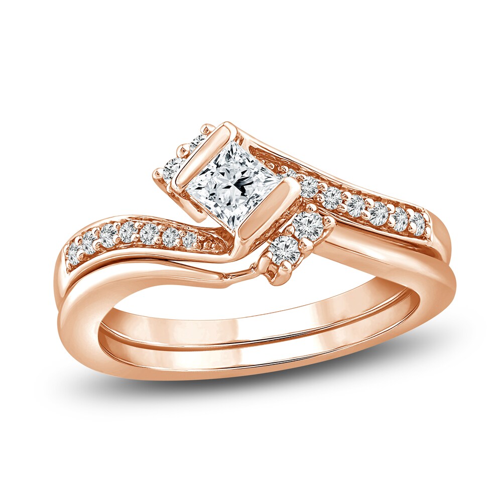 Diamond Bridal Set 1/2 ct tw Princess/Round 14K Rose Gold TACgdgIM