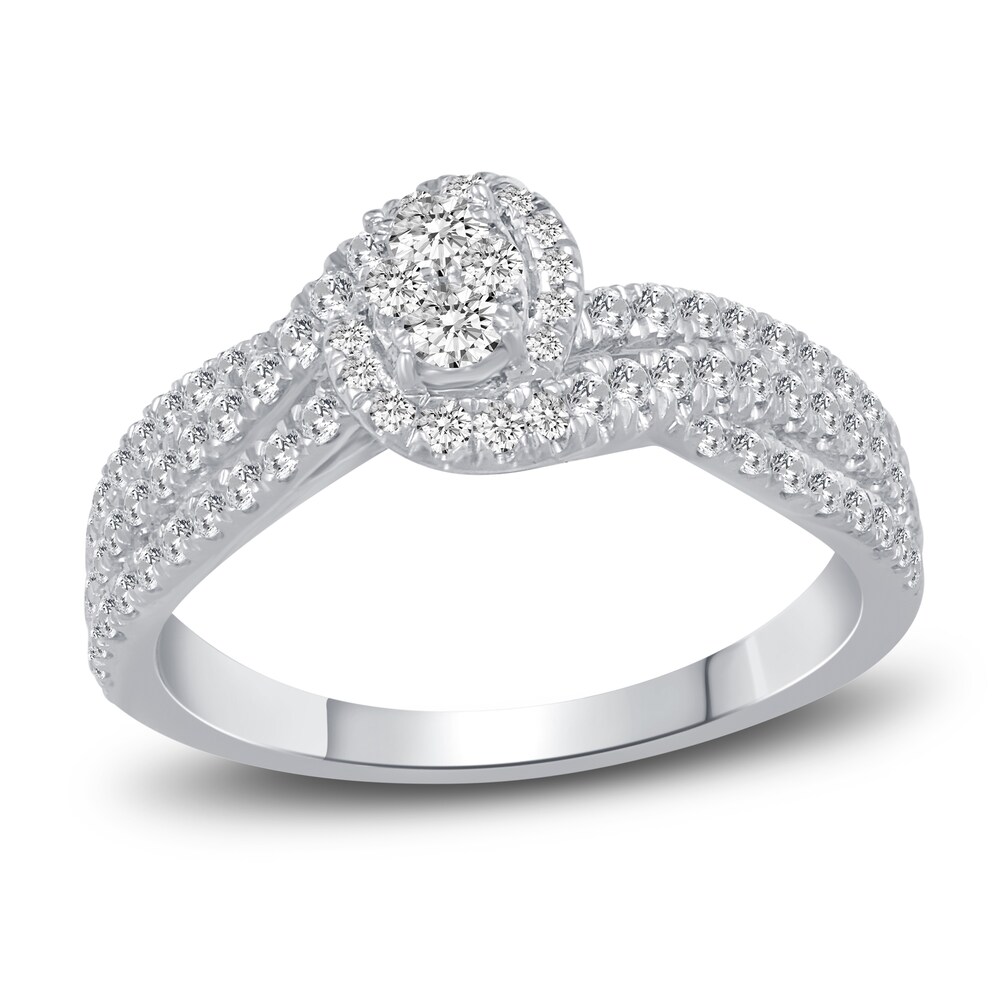 Diamond Engagement Ring 3/4 ct tw Round 14K White Gold TAI086qa