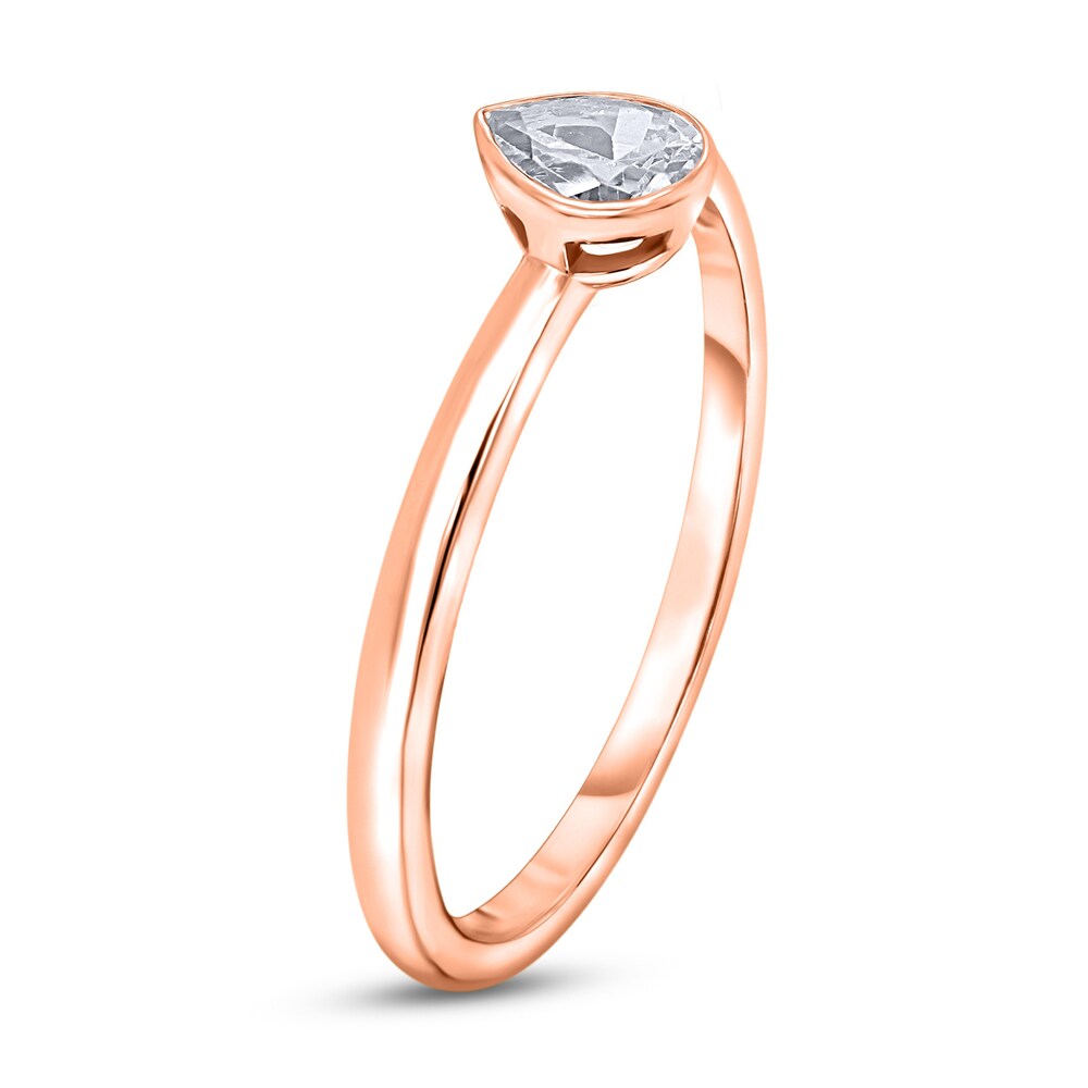 Diamond Solitaire Engagement Ring 1 ct tw Bezel-Set Pear-cut 14K Rose Gold (I2/I) TALyHFku