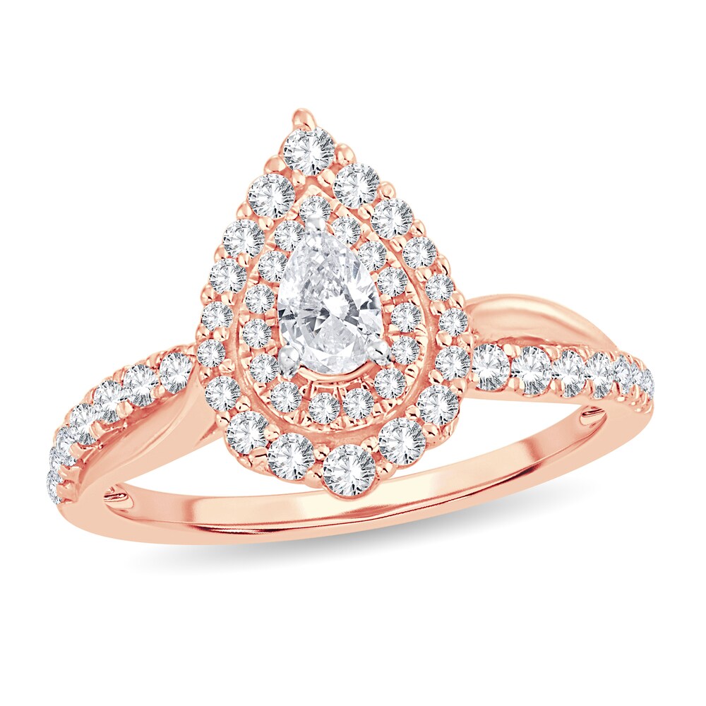 Diamond Ring 3/4 ct tw Pear-shaped 14K Rose Gold TB7jGjTO