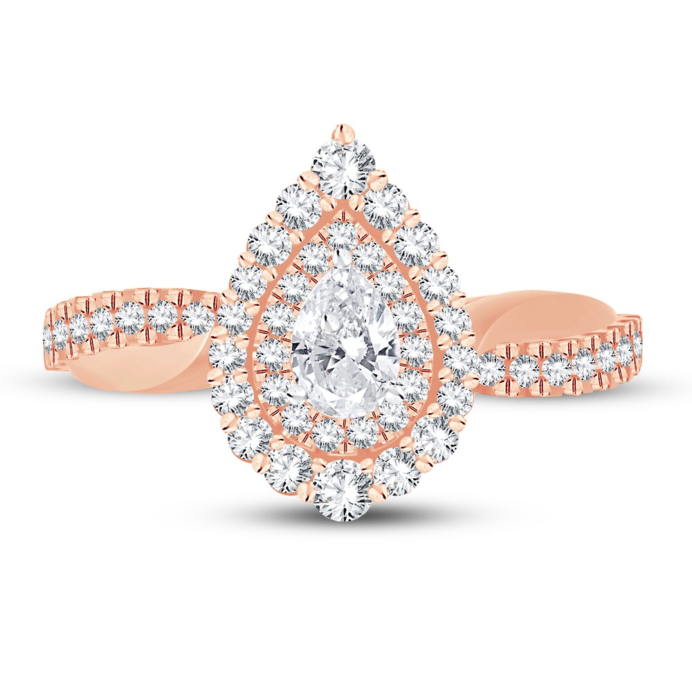 Diamond Ring 3/4 ct tw Pear-shaped 14K Rose Gold TB7jGjTO