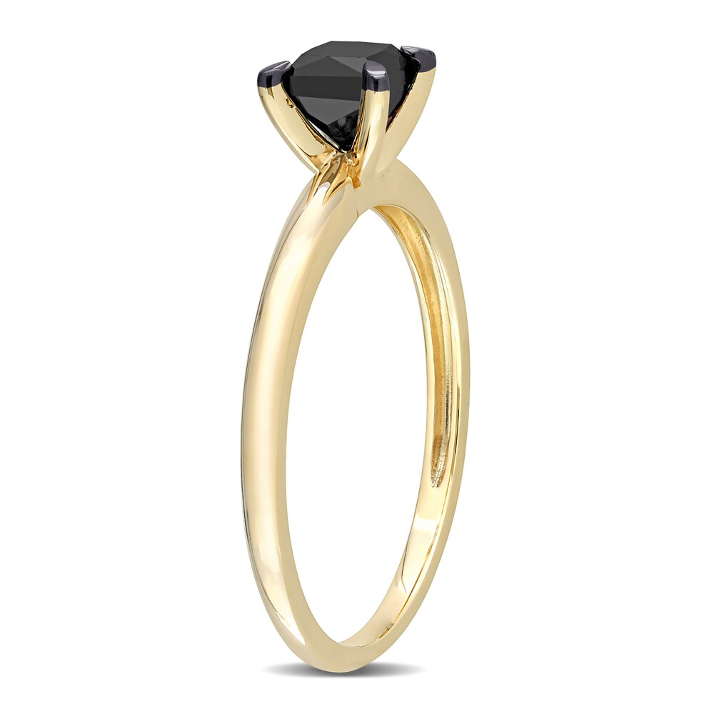 Black Diamond Solitaire Engagement Ring 3/4 ct tw Princess-cut 14K Yellow Gold TN1bvio1