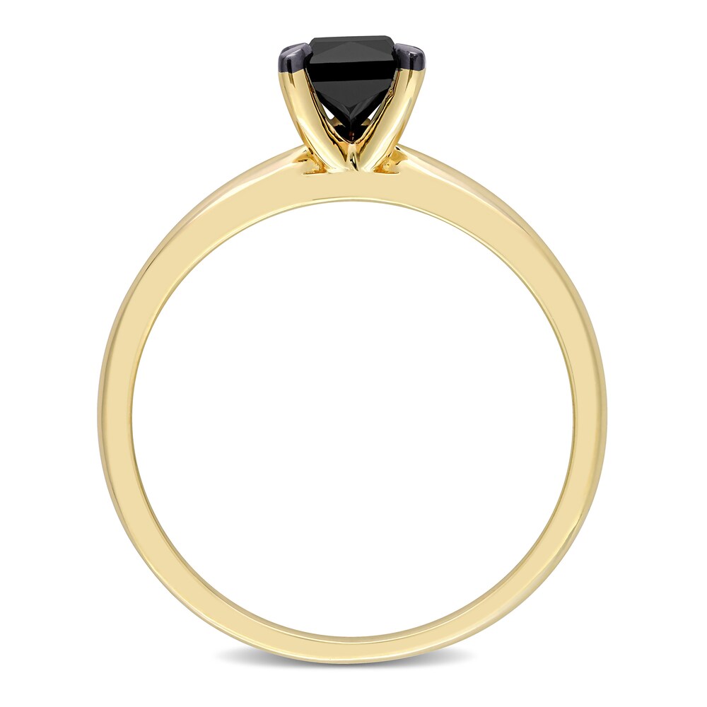 Black Diamond Solitaire Engagement Ring 3/4 ct tw Princess-cut 14K Yellow Gold TN1bvio1