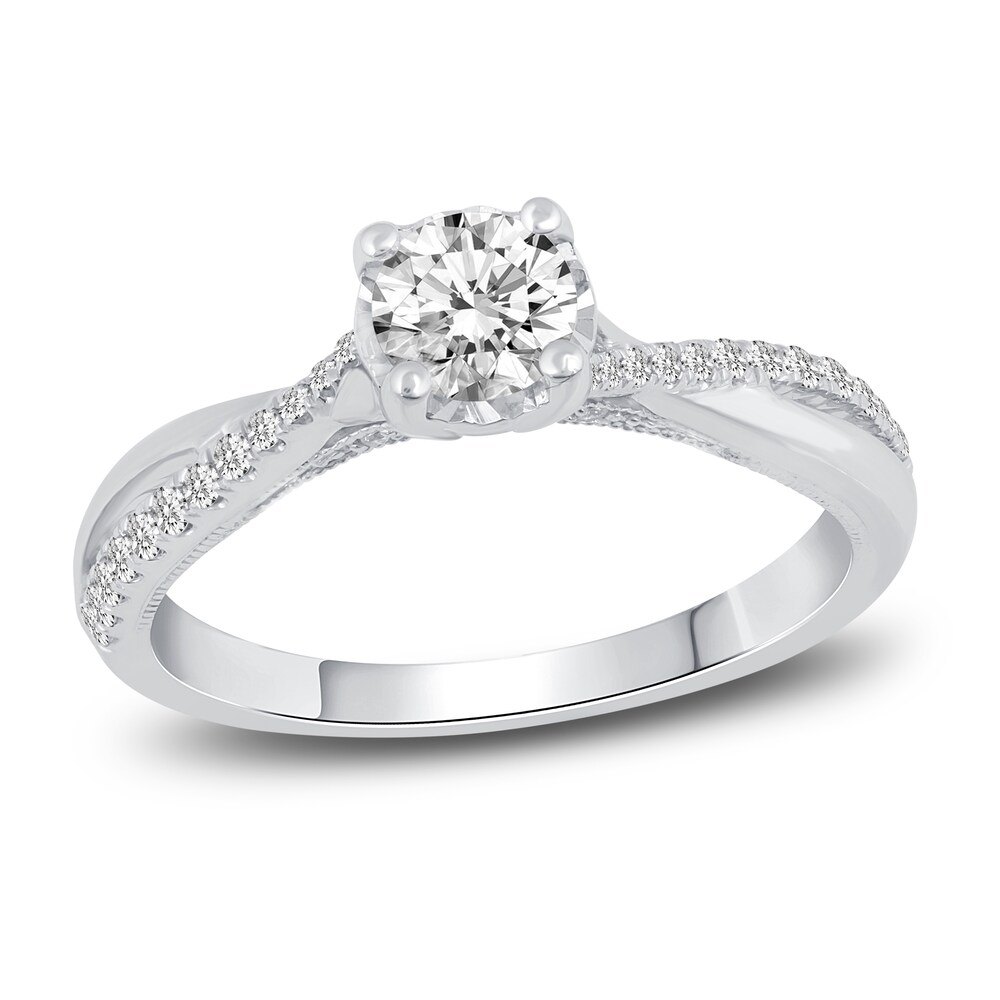 Diamond Engagement Ring 5/8 ct tw Round 10K White Gold TanWSckR