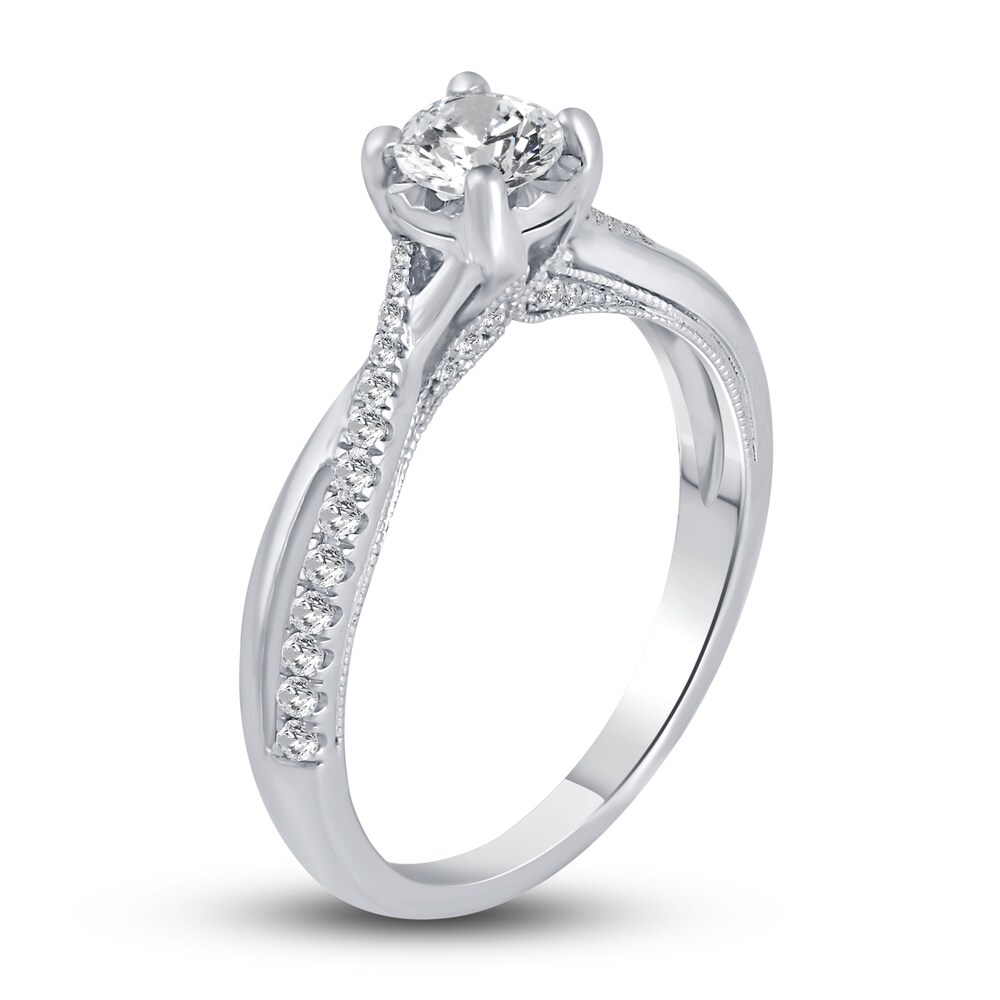 Diamond Engagement Ring 5/8 ct tw Round 10K White Gold TanWSckR