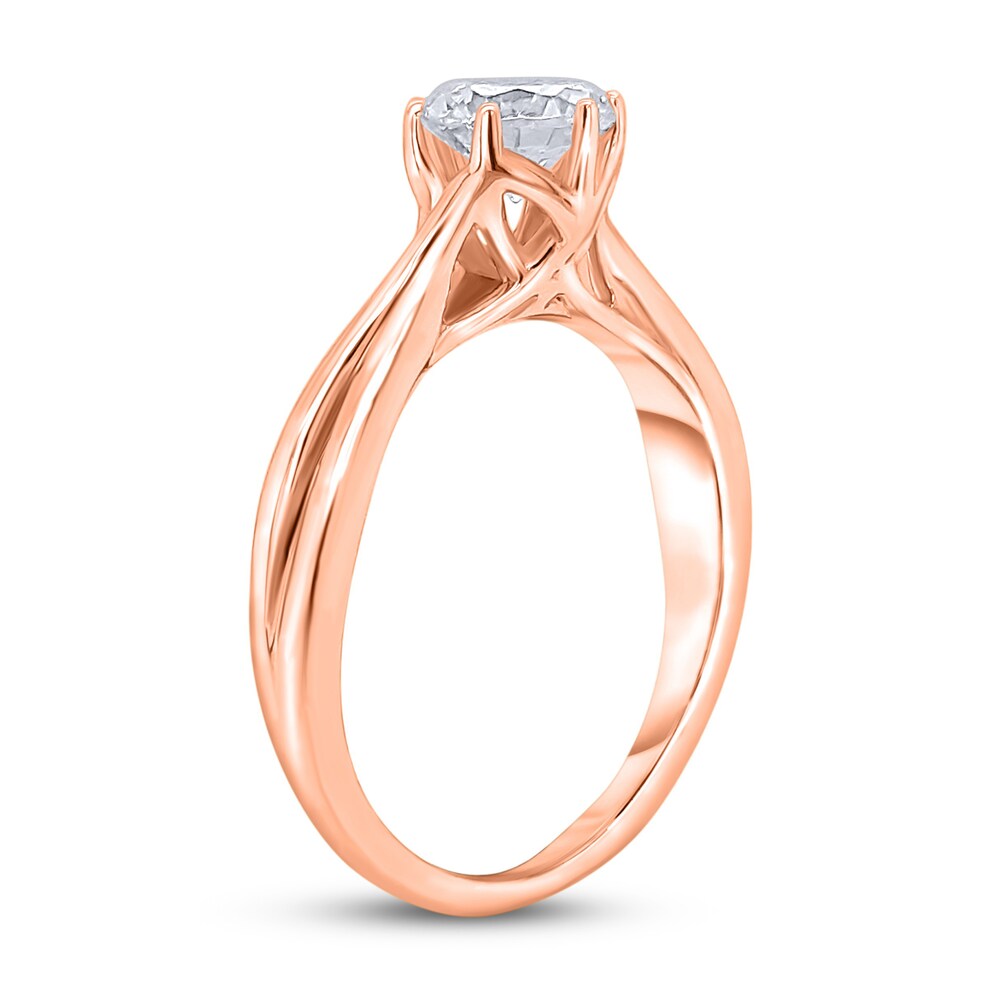 Diamond Solitaire Twist Engagement Ring 1 ct tw Round 14K Rose Gold (I2/I) TeOkBhrz