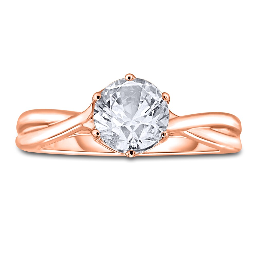 Diamond Solitaire Twist Engagement Ring 1 ct tw Round 14K Rose Gold (I2/I) TeOkBhrz