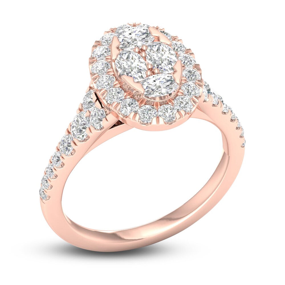 Diamond Engagement Ring 1-1/4 ct tw Oval/Round 14K Rose Gold TfbT8ykI